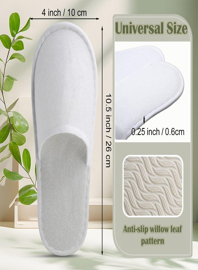 Nexboraque 30 Pairs 10.5 Inch Disposable Slipper for Guests, White Spa Slippers Bulk House Slippers Non Slip Closed Toe Travel Footwear for Hotel Guests Women Men, Medium - Image 2